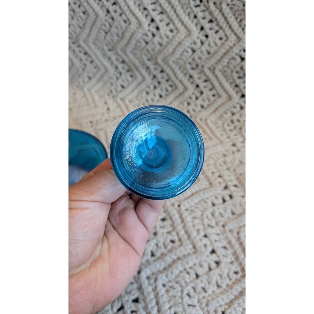 Vintage Blue Glass Decanter Made in Belgium 0.5L Turquoise Bottle with Stopper